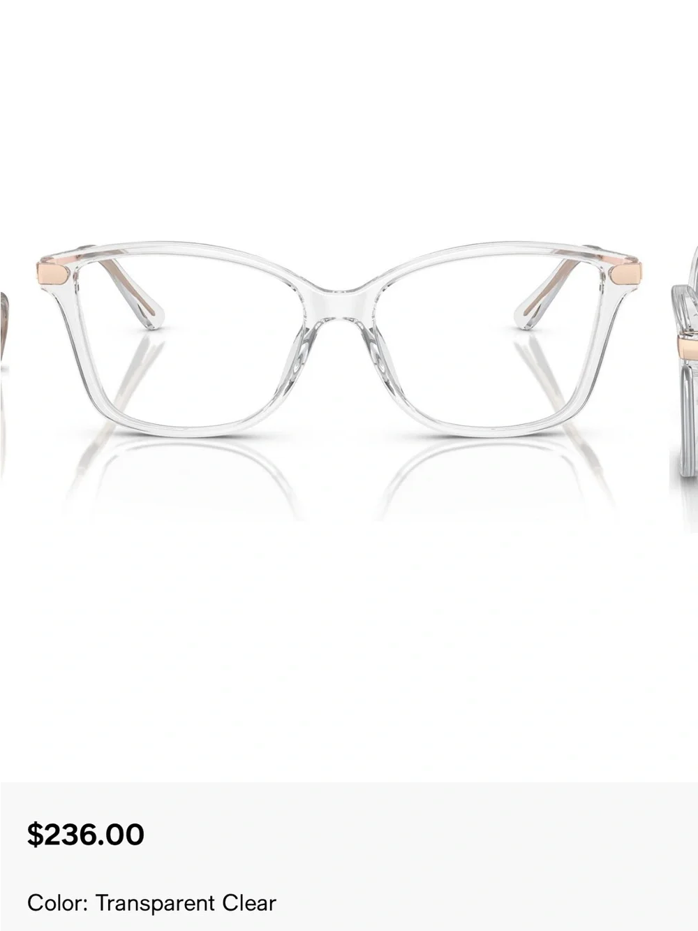 Clear Frame Women's Eyeglasses with Gold Temples